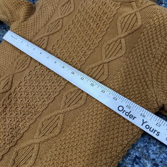 LL Bean Signature Sweater Womens Small Orange Cable Knit Cowl Neck Cotton - Picture 4 of 7